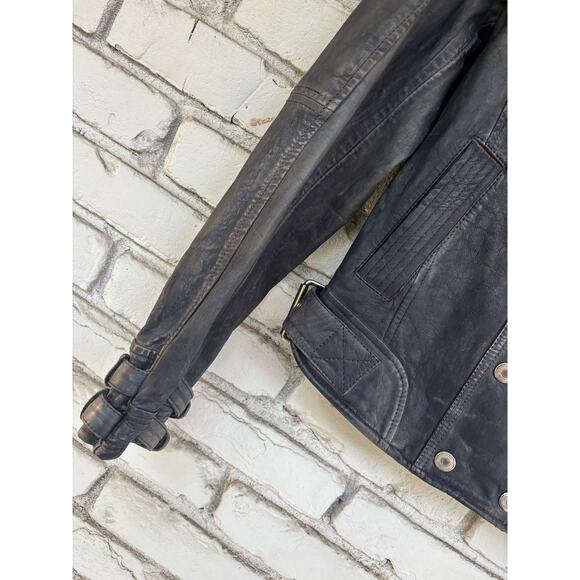 FREE PEOPLE Avis Distressed Lamb Leather Moto Jacket NWT S Small $498 - Picture 9 of 11